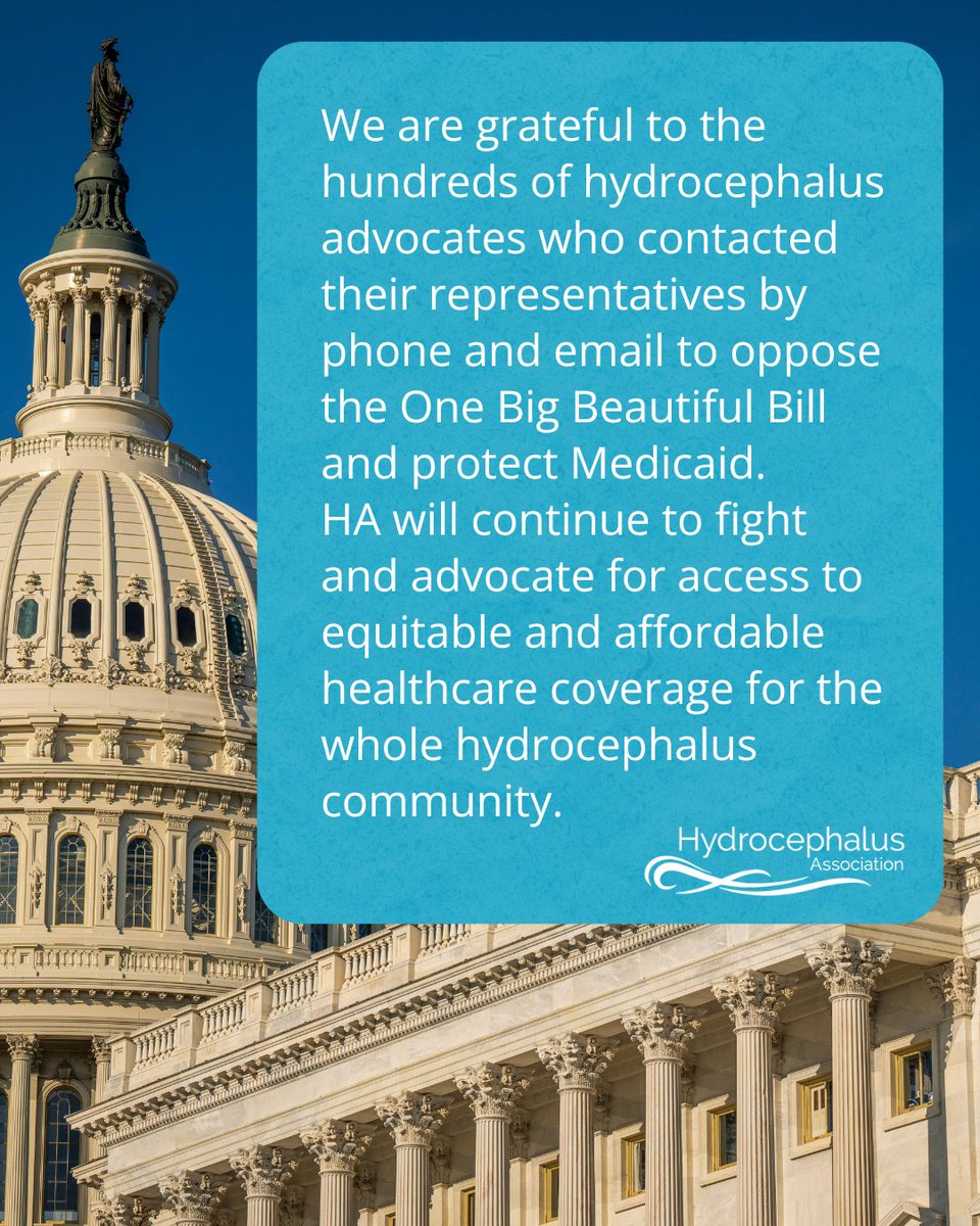HydroAssoc's tweet image. Thank you to the #hydrocephalus advocates who spoke out to protect Medicaid. 💙 The One Big Beautiful Bill passed, but our fight for equitable, affordable healthcare continues.
Read our full statement: hydroassoc.org/ha-statement-o…
#MedicaidMatters #HealthEquity #AdvocacyMatters