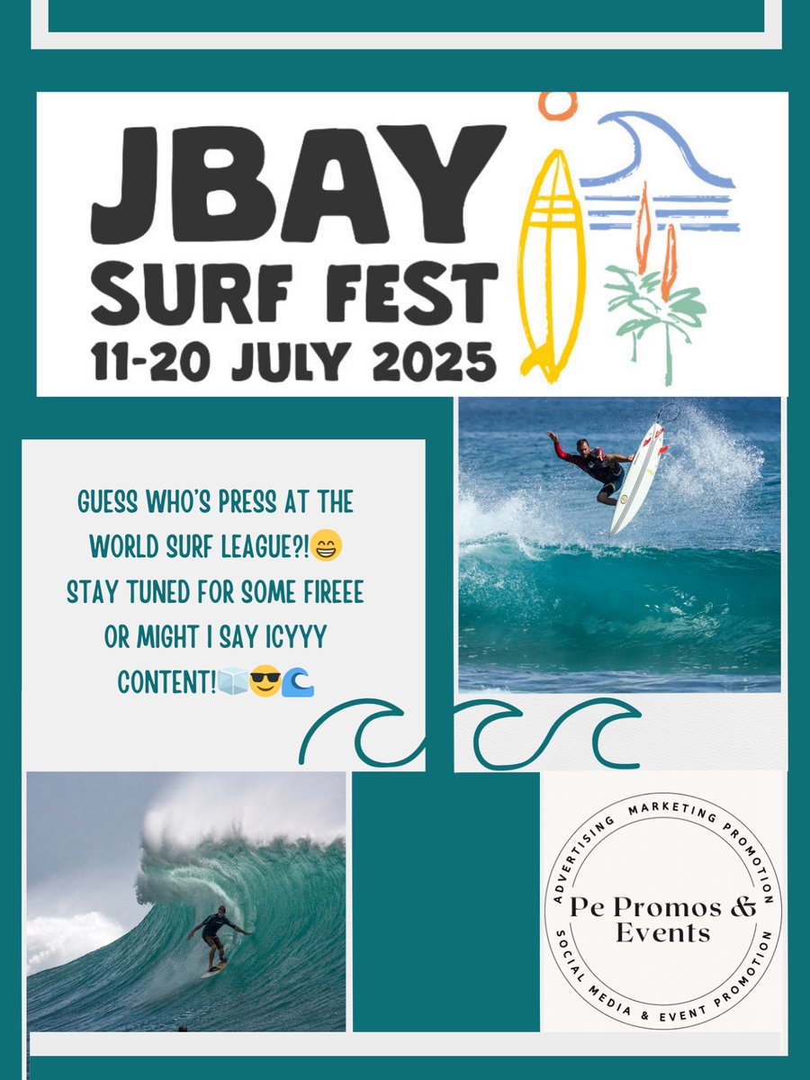 Lynique554339's tweet photo. Guess who’s media at the world surf league!?😁😁
#WSL #jbay #jbaysurffest #pepromosandevents https://t.co/D6QayiOUHE