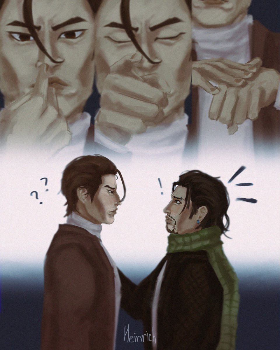 HeinrichII4's tweet image. &quot;I     L O V E    Y O U &quot;

A small drawing of my idea that Mine is deaf and uses JSL to communicate with Daigo

#minedai #yoshitakamine #dojimadaigo #rgg #龍が如く