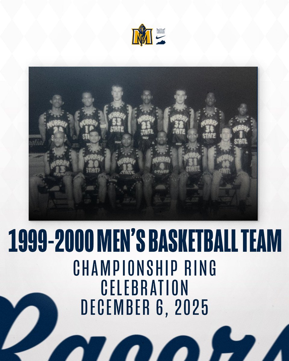 RacersHoops's tweet photo. Murray State 1999-2000 Men’s Basketball Team to be Honored with Championship Rings 💍

🔗: https://t.co/Olp15OPiAP

#GoRacers🏇 https://t.co/UXmASD9fIQ