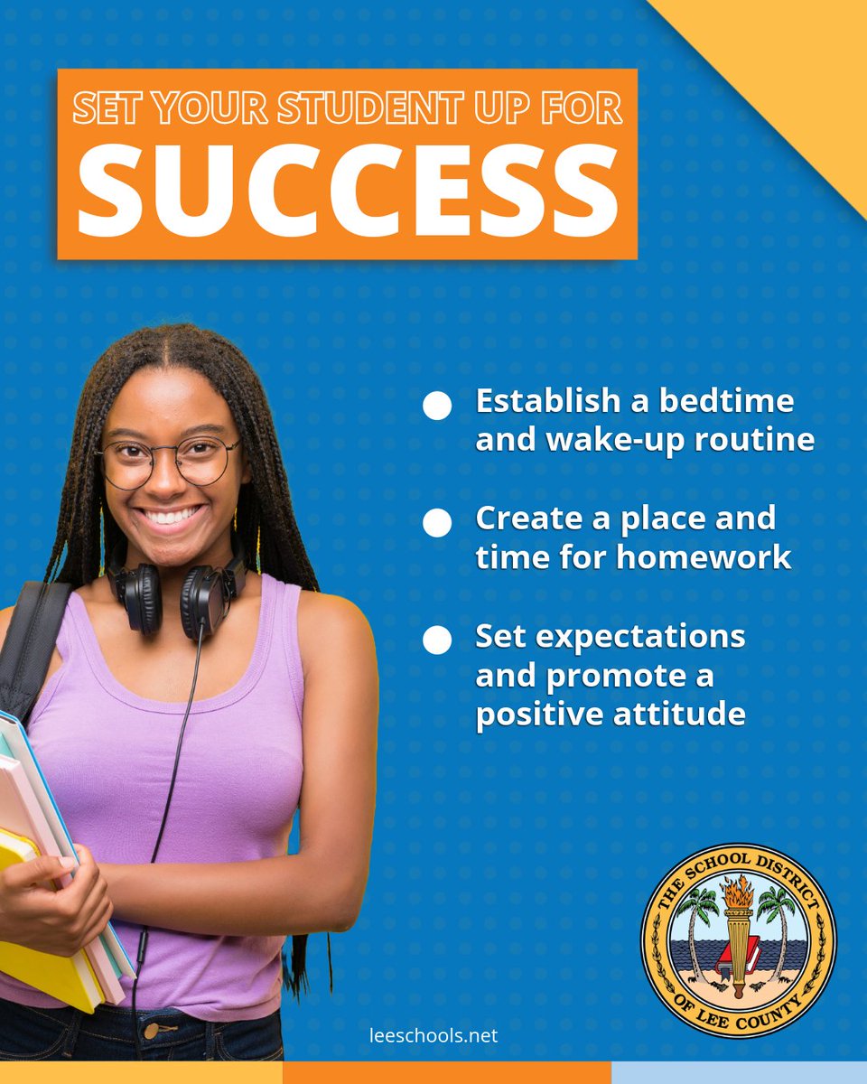 LeeSchools's tweet image. With the start of school right around the corner, here's some quick tips for getting your student ready for a successful year. #LoveLeeSchools