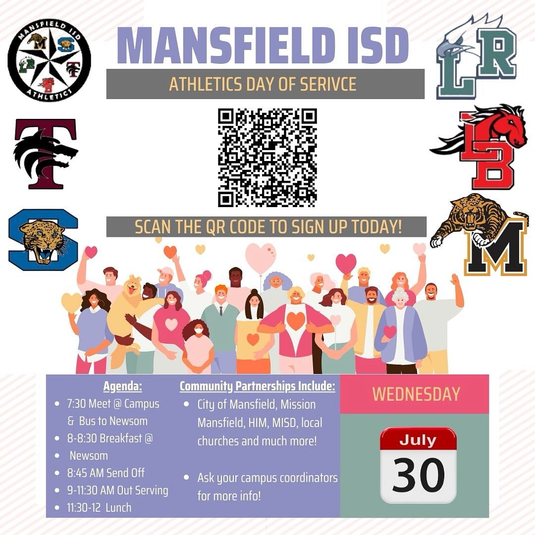 Ready to make a positive impact in our community? Our Mansfield ISD Day of Service is coming soon! Round up your teammates and sign up today!
