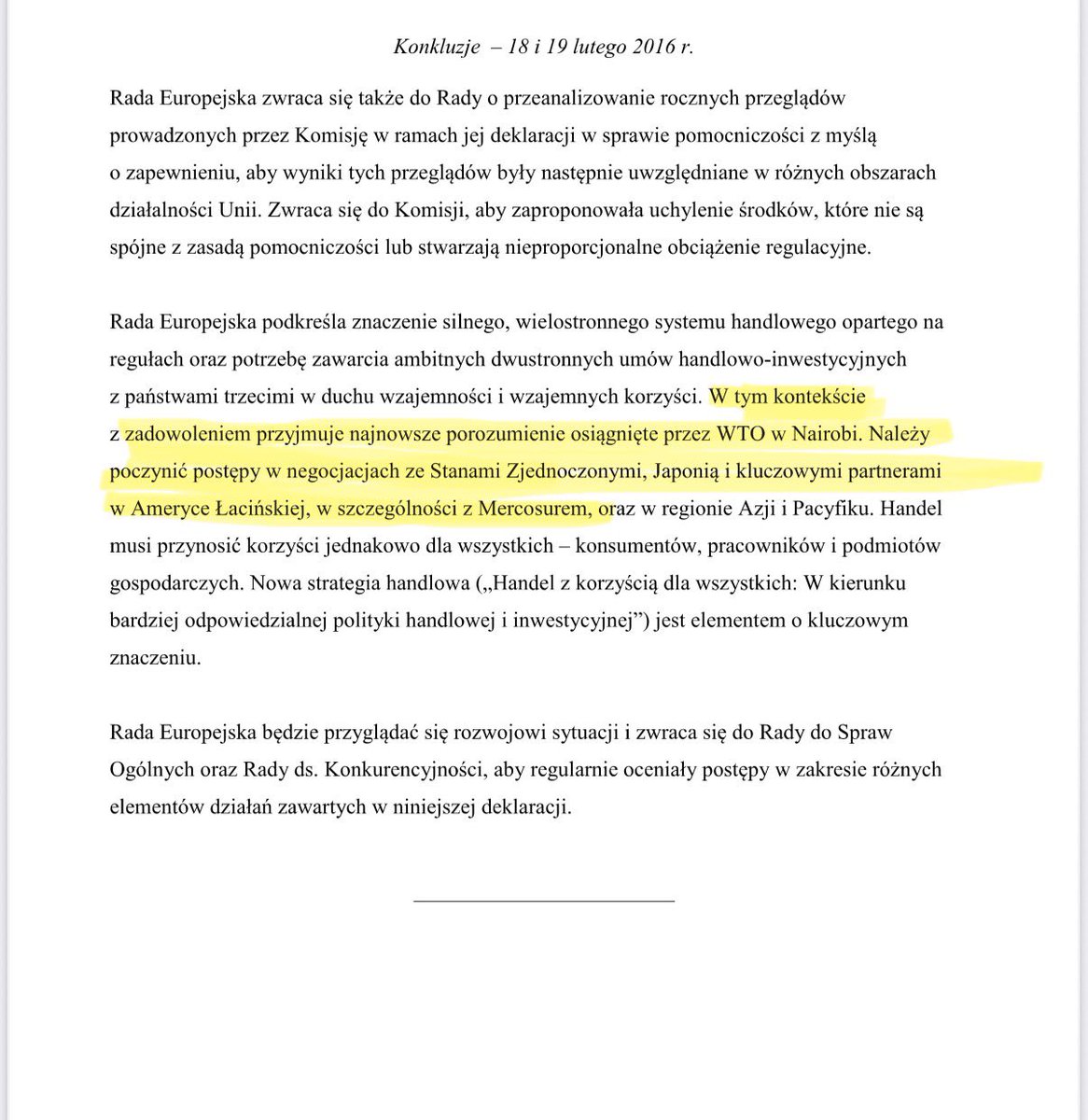 W sprawie Mercosur fakty zabójcze dla PiS. Luty 2016 Beata Szydło głosuje za “Należy poczynić postępy w negocjacjach ze (…) i kluczowymi partnerami w Ameryce Łacińskiej, w szczególności z Mercosurem” no cóż, nie wiem jak to PiS wytłumaczy.