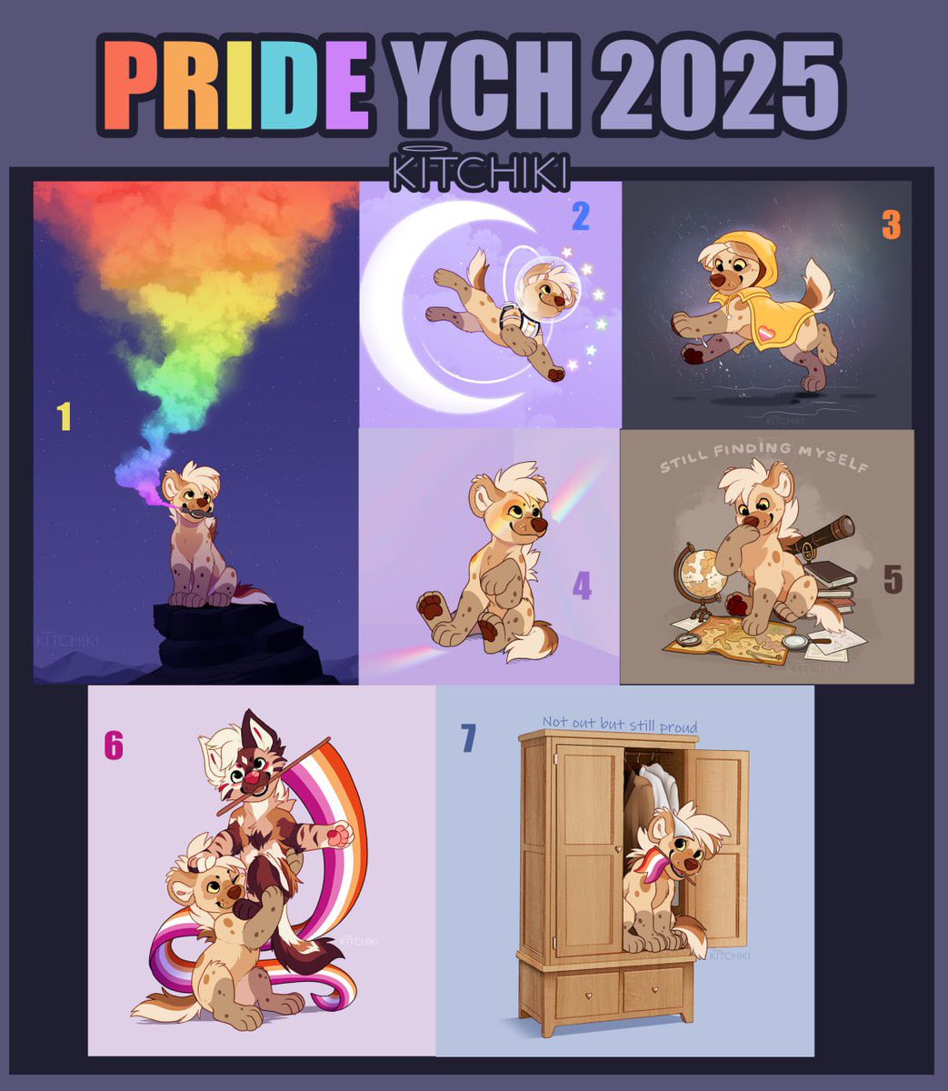 Kitchiki's tweet image. 🌈 PRIDE YCH 2025 IS OFFICIALLY OPEN 🌈
A month late as has become tradition at this point!
We have a total of 7 brand new poses and 10 poses from older sets!
✨
Please make sure to read through the 3rd information image before applying!