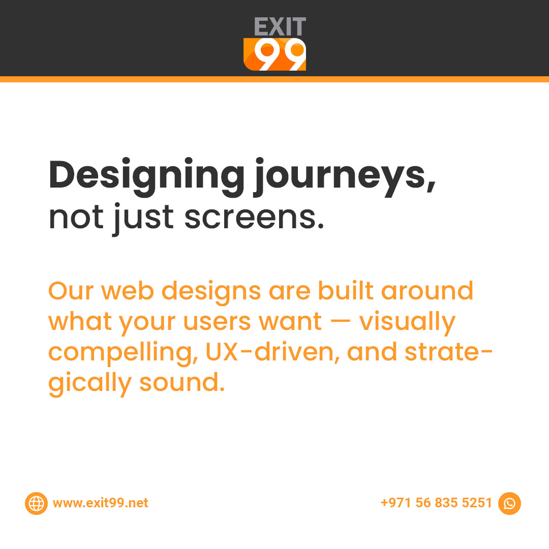 exit99group's tweet image. Our web designs are built around what your users want — visually compelling, UX-driven, and strategically sound. #UXStrategy #WebPerformance #ConversionDesign #exit99group #exit99_design_studio