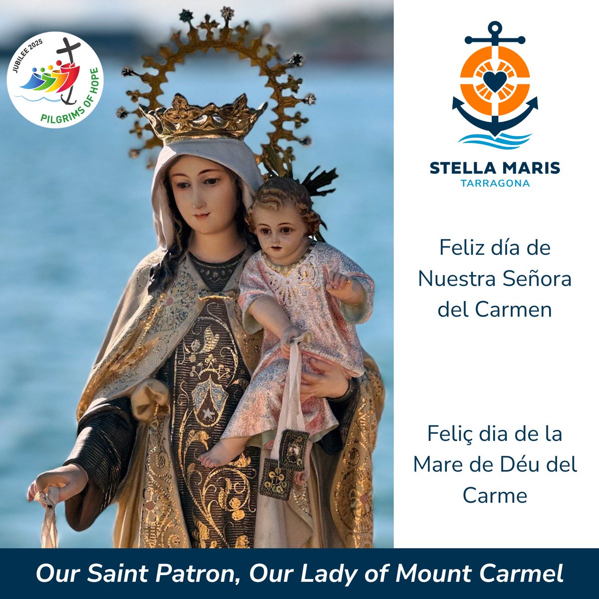 🌟🌊 Feliz Día del Carmen
🌟🌊 Feliç Dia del Carme
🌟🌊 Today we celebrate our Saint Patron, Our Lady of Mount Carmel
#diadelcarmen #diadelcarme #stellamaris #tarragona #esglésiadetarragona #porttarragona #seafarerscentre #seafarerwelfare