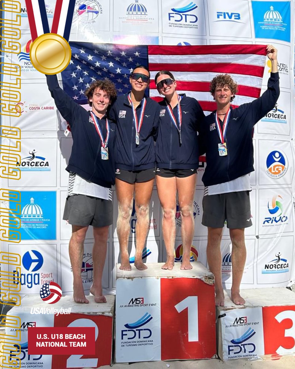 USAVBeach's tweet image. DOUBLE GOLD at the 2025 NORCECA U18 World Championship Qualifier!
Scribner/Grimes won the ๐ฅ by defeating ๐ฒ๐ฝ 2-0
Mortensen/Williams won the ๐ฅ by defeating ๐จ๐ฆ 2-0
Both teams earn berths to the 2025 FIVB U18 Beach World Champs, Oct. 7-11 in Doha, Qatar!