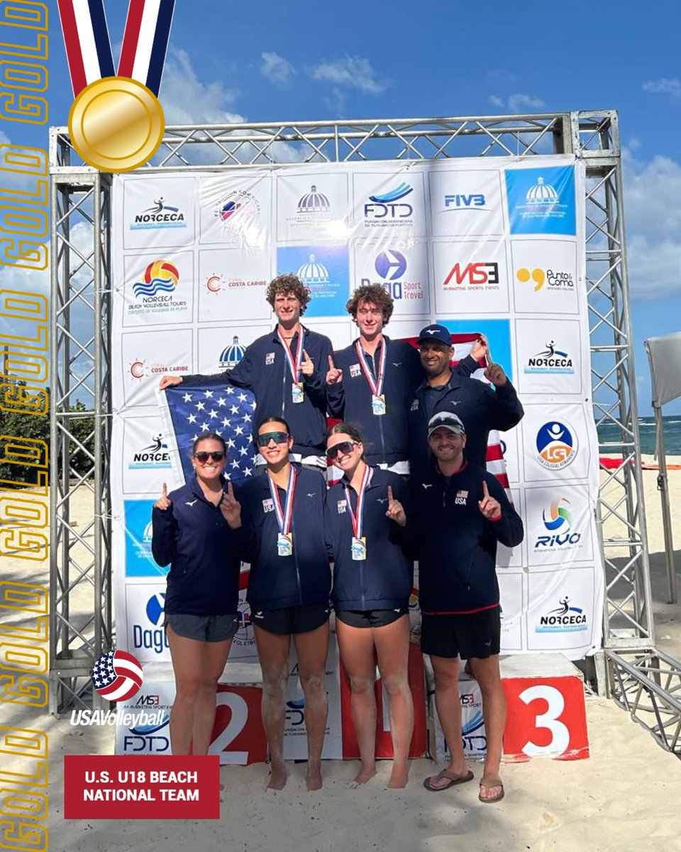 USAVBeach's tweet image. DOUBLE GOLD at the 2025 NORCECA U18 World Championship Qualifier!
Scribner/Grimes won the ๐ฅ by defeating ๐ฒ๐ฝ 2-0
Mortensen/Williams won the ๐ฅ by defeating ๐จ๐ฆ 2-0
Both teams earn berths to the 2025 FIVB U18 Beach World Champs, Oct. 7-11 in Doha, Qatar!