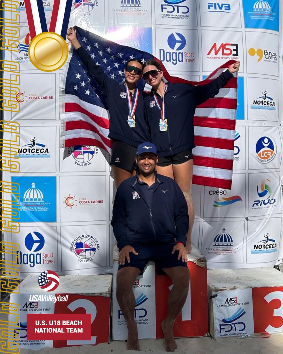USAVBeach's tweet image. DOUBLE GOLD at the 2025 NORCECA U18 World Championship Qualifier!
Scribner/Grimes won the ๐ฅ by defeating ๐ฒ๐ฝ 2-0
Mortensen/Williams won the ๐ฅ by defeating ๐จ๐ฆ 2-0
Both teams earn berths to the 2025 FIVB U18 Beach World Champs, Oct. 7-11 in Doha, Qatar!