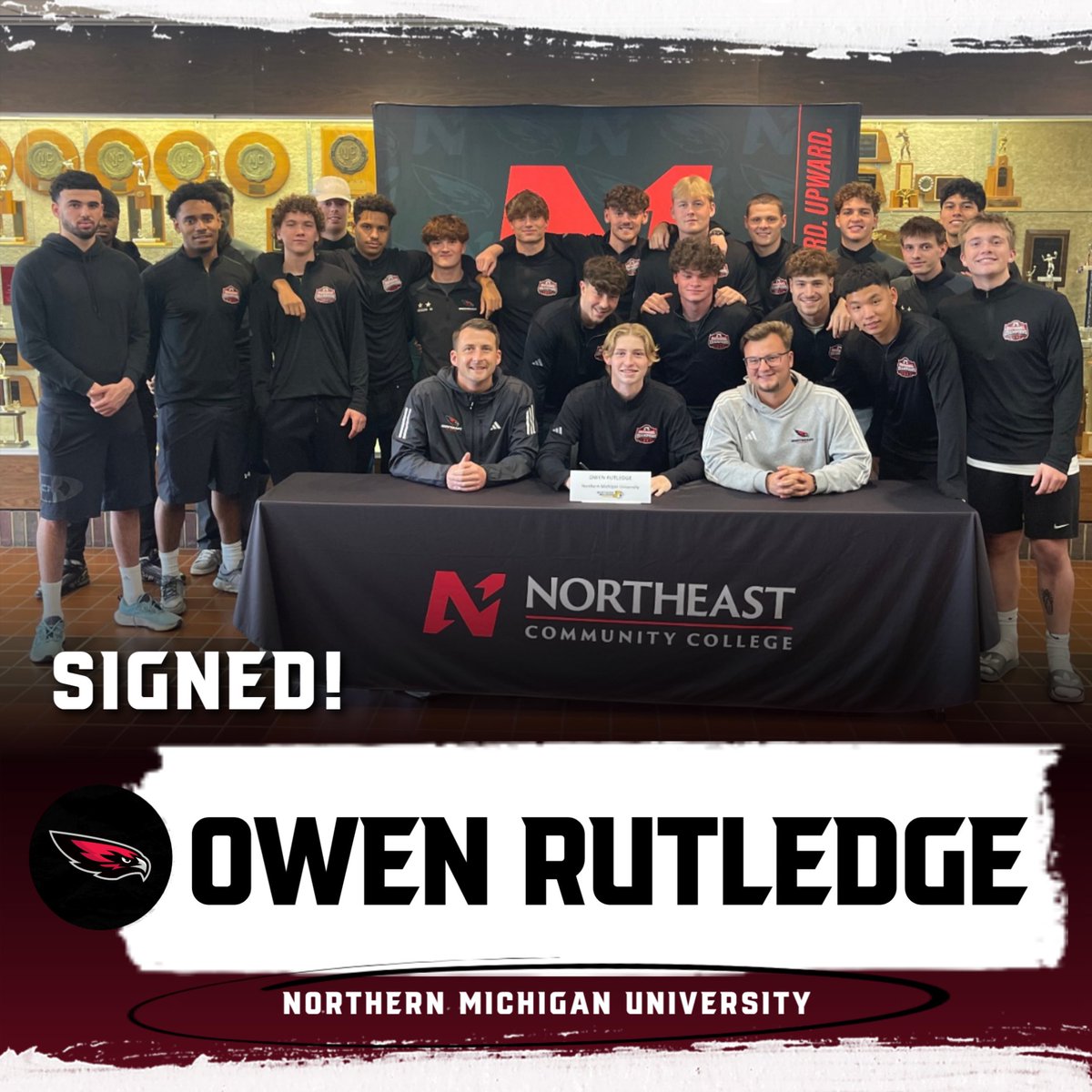 𝐂𝐎𝐍𝐆𝐑𝐀𝐓𝐒 to Northeast Men’s Soccer student-athlete Owen Rutledge on signing with Northern Michigan University in Marquette, Michigan! 🎉

#ClawsDown | 🔴⚫️⚪️⚽️