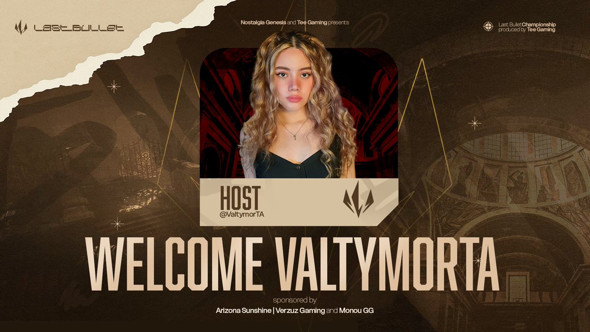Tee Gaming (@teegamingorg) on Twitter photo BIENVENIDA
Queremos dar la bienvenida a <a href="/ValtymorTA/">ValtymorTA 🌺</a> como nuestra Host en Last Bullet: Championship
Estamos listos para la batalla!!
Se harán presentes este 11 a 13 de Julio en <a href="/Monougg/">Monou</a>
Presentado por:
<a href="/TeeGamingOrg/">Tee Gaming</a>
<a href="/NostalgiaGnesis/">𝐍𝐨𝐬𝐭𝐚𝐥𝐠𝐢𝐚</a>
Patrocinadores:
<a href="/AZs_Org/">AZs</a>
<a href="/Monougg/">Monou</a> BIENVENIDA
Queremos dar la bienvenida a <a href="/ValtymorTA/">ValtymorTA 🌺</a> como nuestra Host en Last Bullet: Championship
Estamos listos para la batalla!!
Se harán presentes este 11 a 13 de Julio en <a href="/Monougg/">Monou</a>
Presentado por:
<a href="/TeeGamingOrg/">Tee Gaming</a>
<a href="/NostalgiaGnesis/">𝐍𝐨𝐬𝐭𝐚𝐥𝐠𝐢𝐚</a>
Patrocinadores:
<a href="/AZs_Org/">AZs</a>
<a href="/Monougg/">Monou</a>