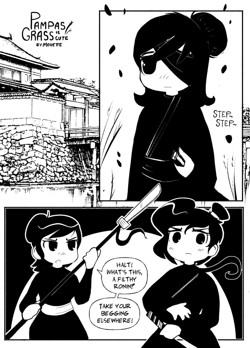 BlueMouette's tweet image. pampas grass is cute. pilot for a comic about moe seppuku.