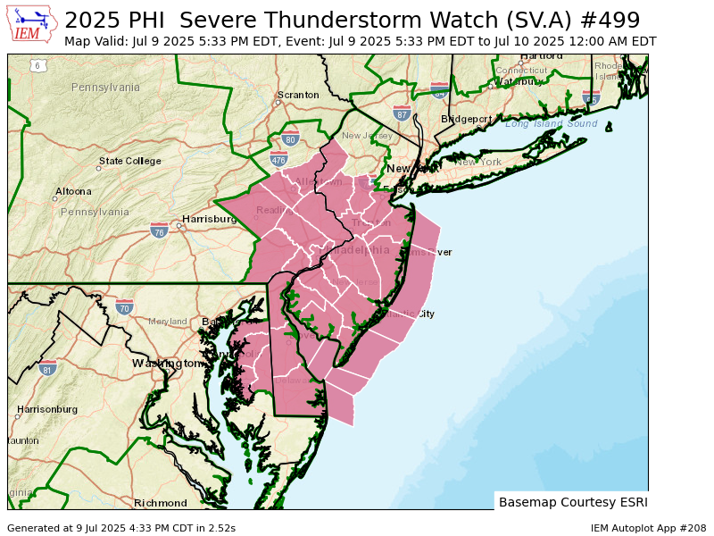 PHI issues Severe Thunderstorm Watch (37 areas) till Jul 10, 12:00 AM EDT mesonet.agron.iastate.edu/vtec/f/2025-O-…