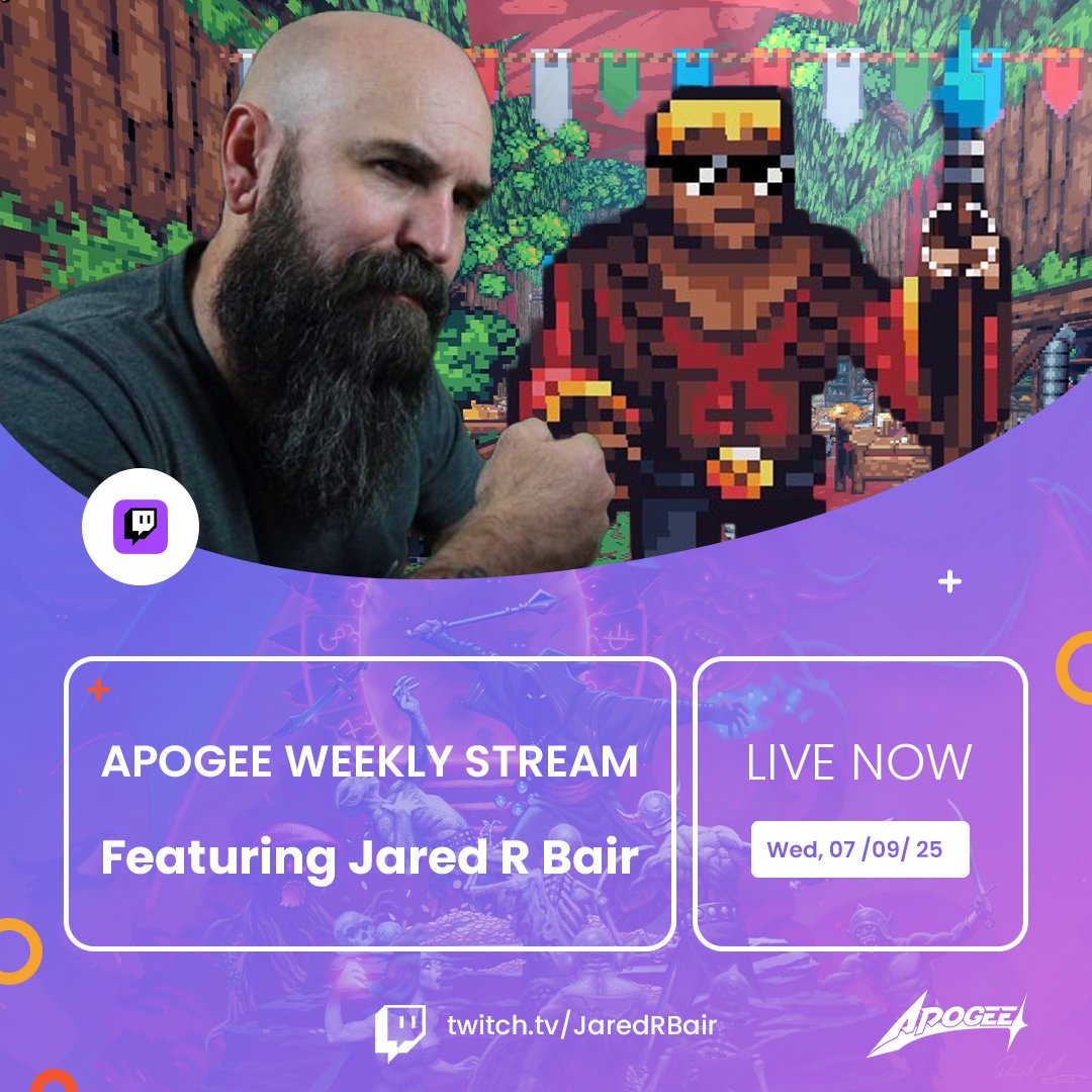 Apogee Entertainment (@apogee_ent) on Twitter photo 📺 The Apogee Weekly Stream is LIVE!
<a href="/JaredRBair/">Jared R.Bair</a> is hopping into community-made levels from Wizordum’s Mapping Jam! 📺 The Apogee Weekly Stream is LIVE!
<a href="/JaredRBair/">Jared R.Bair</a> is hopping into community-made levels from Wizordum’s Mapping Jam!