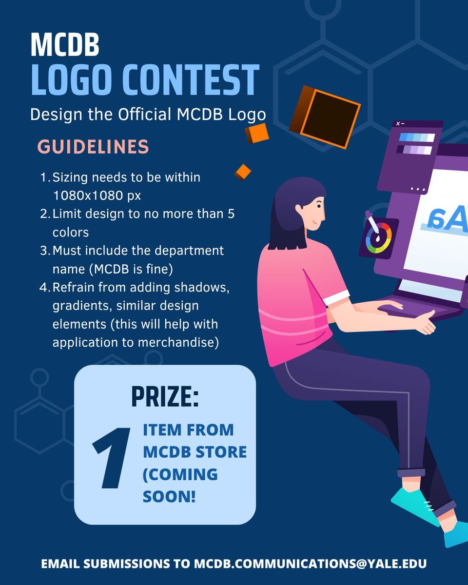 MCDB_Yale's tweet image. SEND US YOUR DESIGNS!
The MCDB Logo Contest ends on July 18, 2025 at 11:59 PM.
Send your designs to mcdb.communications@yale.edu
See full guidelines and submission instructions at mcdb.yale.edu