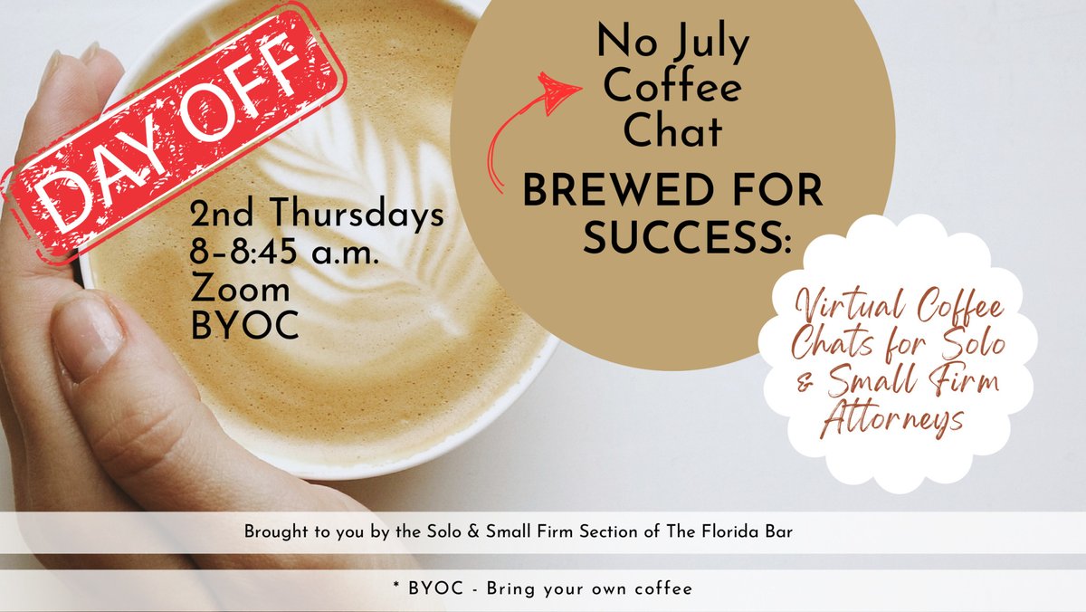 🚨No Coffee Chat tomorrow, July 10. 🚨 Sorry for the short notice, but we're taking a break from our regular Coffee Chat schedule for July. Join us on August 14 for the next session. We'll post the details soon. We hope to see you next month on Zoom!