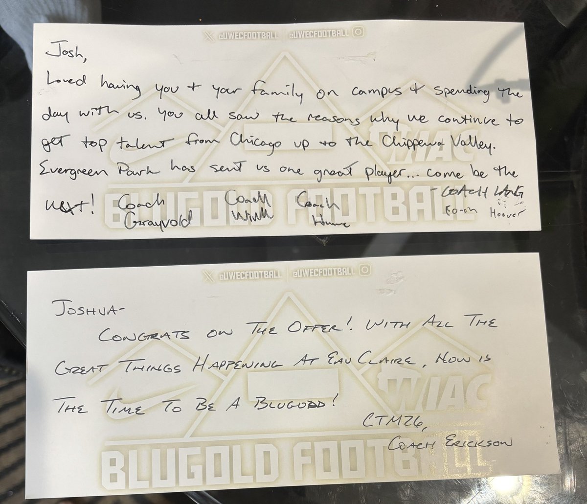 Josh Matheny (@joshuajmatheny) on Twitter photo Came home from the gym and these were in the mail! Thank you for the cards! <a href="/CoachE_Blugolds/">Rob Erickson</a> <a href="/CoachGrayvold/">Brady Grayvold</a> <a href="/CoachTysenWink/">Tysen Wink</a> <a href="/CoachHoover9/">Tim Hoover</a> <a href="/UWECFootball/">Blugold Football</a> <a href="/EPCHSFootball/">Evergreen Park Football</a> Came home from the gym and these were in the mail! Thank you for the cards! <a href="/CoachE_Blugolds/">Rob Erickson</a> <a href="/CoachGrayvold/">Brady Grayvold</a> <a href="/CoachTysenWink/">Tysen Wink</a> <a href="/CoachHoover9/">Tim Hoover</a> <a href="/UWECFootball/">Blugold Football</a> <a href="/EPCHSFootball/">Evergreen Park Football</a>
