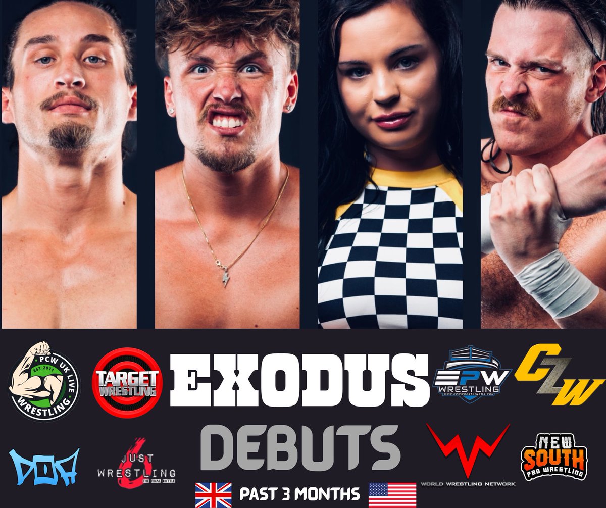 EXODUS (@isthatexodus) on Twitter photo 🚨 8 DEBUTS. 3 MONTHS. 1 FACTION. 🚨
Exodus has had a great Q2 2025. Thank you to the promotions below! Where do you want to see us next?
<a href="/PCW_UK/">PCW UK WRESTLING</a>
<a href="/Targetwrestling/">Target Wrestling</a>
<a href="/DOAWRESTLINGUK/">DOA Wrestling</a>
<a href="/EPWWrestlingMS/">EPW Wrestling</a>
<a href="/combatzone/">CZW: Combat Zone Wrestling</a>
<a href="/WWNLive/">WWNLive</a>
<a href="/NewSouth_PW/">New South Pro Wrestling</a>
- Just Wrestling - <a href="/ArtoisAugust/">August Artois</a> 🚨 8 DEBUTS. 3 MONTHS. 1 FACTION. 🚨
Exodus has had a great Q2 2025. Thank you to the promotions below! Where do you want to see us next?
<a href="/PCW_UK/">PCW UK WRESTLING</a>
<a href="/Targetwrestling/">Target Wrestling</a>
<a href="/DOAWRESTLINGUK/">DOA Wrestling</a>
<a href="/EPWWrestlingMS/">EPW Wrestling</a>
<a href="/combatzone/">CZW: Combat Zone Wrestling</a>
<a href="/WWNLive/">WWNLive</a>
<a href="/NewSouth_PW/">New South Pro Wrestling</a>
- Just Wrestling - <a href="/ArtoisAugust/">August Artois</a>
