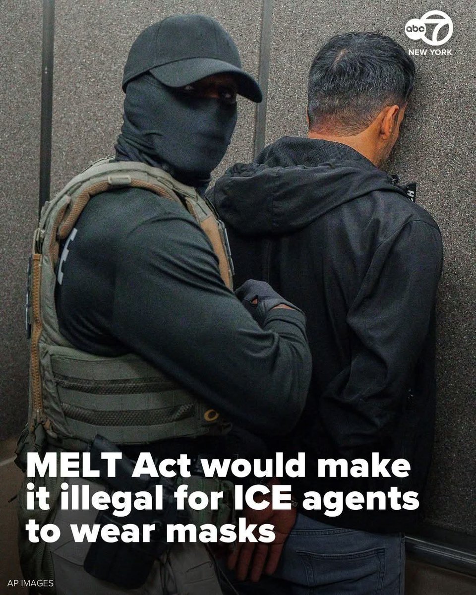Elected officials in Manhattan will unveil new legislation to stop ICE agents from wearing masks to conceal their identities.🤨 
Should ICE agents be allowed to cover their faces to PROTECT THEMSELVES and their families?!