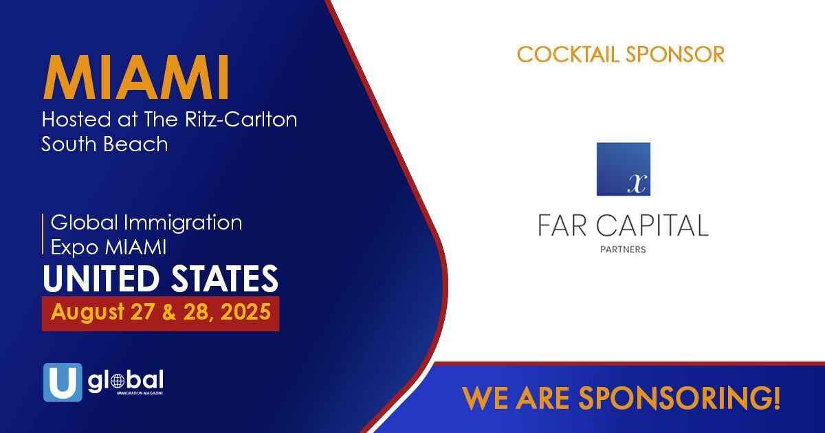 UglobalOfficial's tweet image. We proudly announce Far Capital Partners as a Cocktail sponsor for our Global Immigration Expo in Miami on August 27-28!
Book your seat now!
eventbrite.com/e/2025-eb-5-gl…
#GoldenVisa #investment #investors #InvestmentOpportunities #investing #citizenship #residency #visa #miami