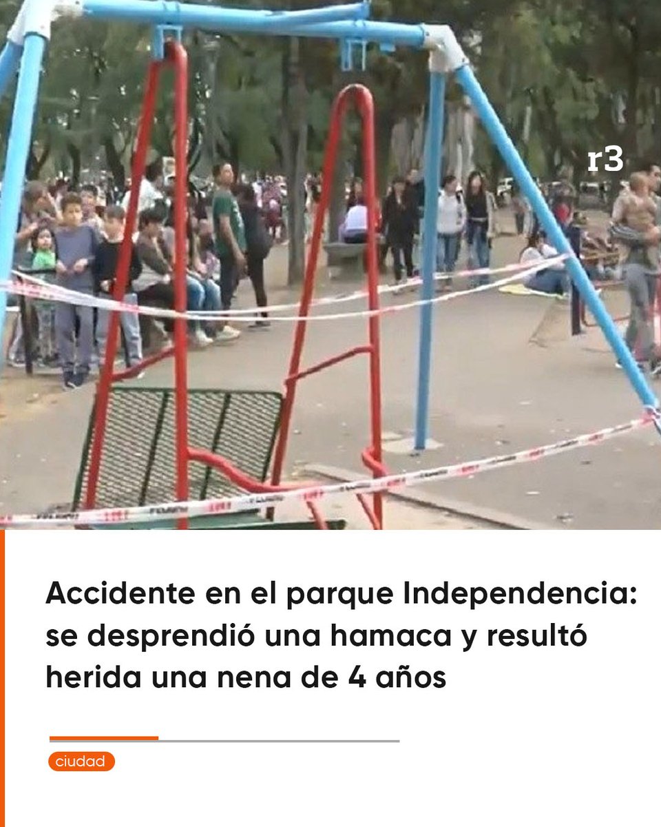Rosariotres's tweet photo. 🎡 Una nena de 4 años resultó herida este miércoles feriado cuando una hamaca inclusiva se desprendió y cayó sobre uno de sus pies en los juegos del Parque Independencia.

https://t.co/DG2HtGQJEc
#rosario3 https://t.co/HiWMZd9aDW