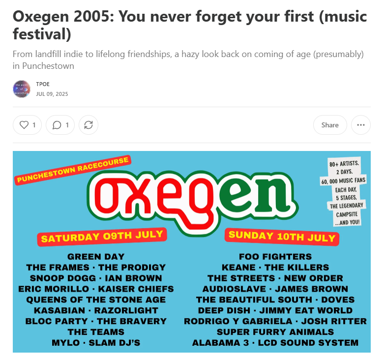 Longread on Oxegen 2005, which took place 20 years ago today (and tomorrow)