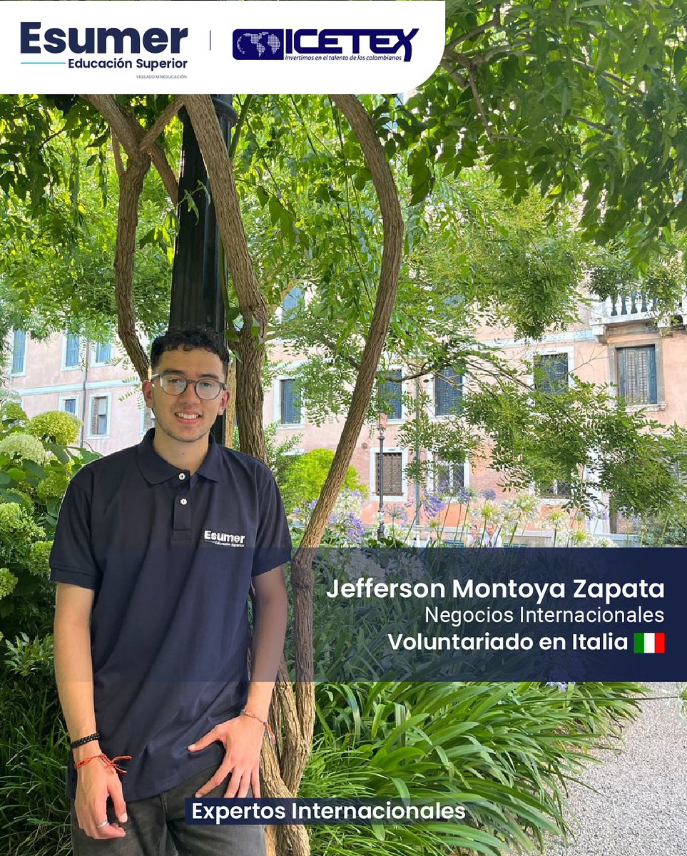 Esumermedellin's tweet photo. #InternacionalizaciónEsumer
Gracias al apoyo del ICETEX  y su programa de Expertos Internacionales, Jefferson Montoya, estudiante de Negocios Internacionales, vive una experiencia transformadora de voluntariado en Villafranca di Verona, Italia , apoyando a la Comunidad Emaús. https://t.co/kq5aucbVmw