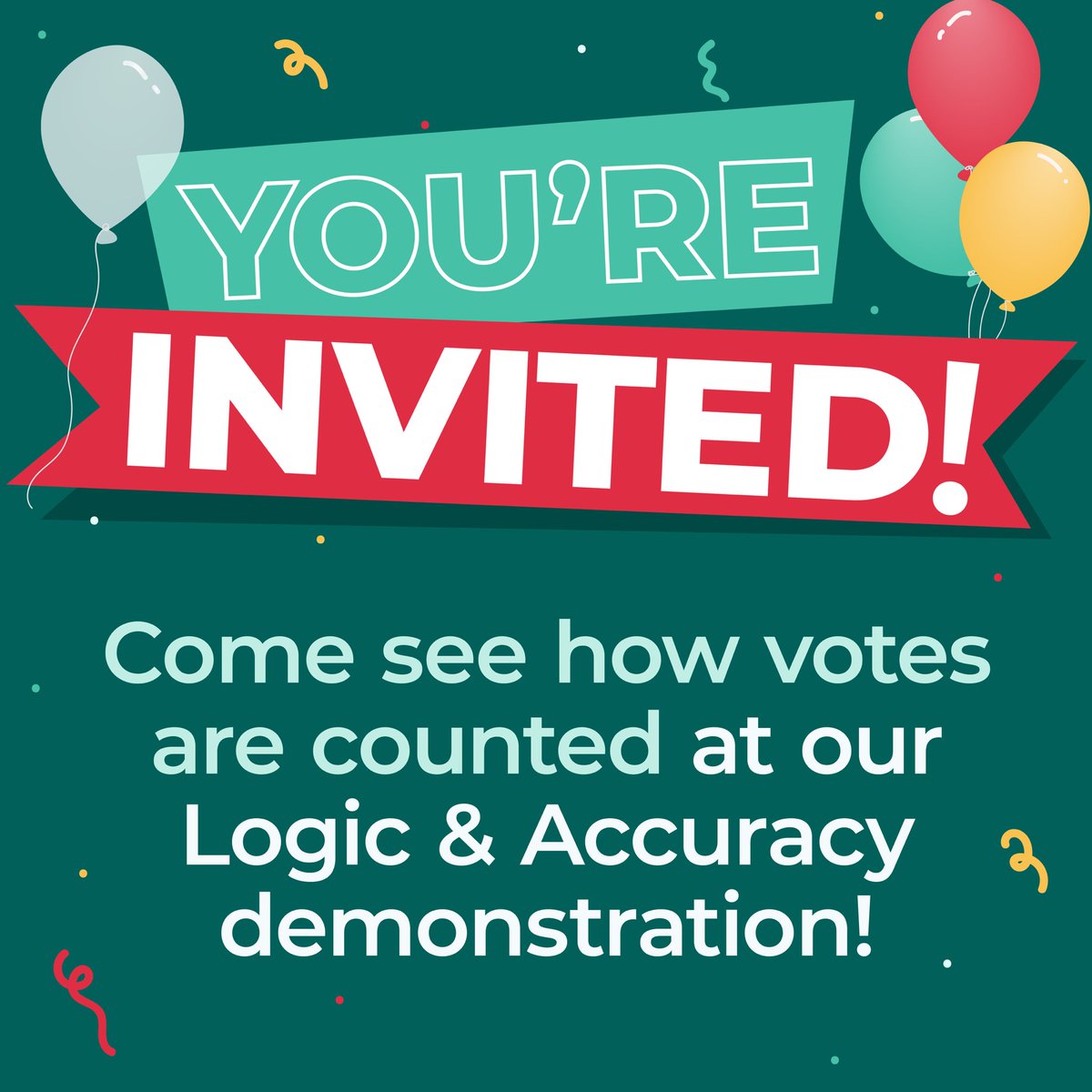 VoteSLCo's tweet image. Before each election, we run a Logic & Accuracy demonstration to ensure ballots will be counted correctly.
This public demo shows that our equipment works accurately and securely.
Come see it for yourself on Friday, July 18!