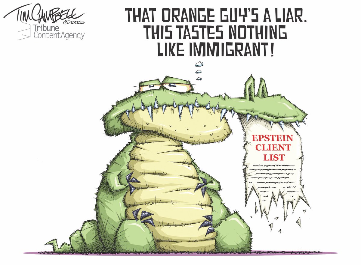 tc2oons's tweet image. Epstein List
#Trump #EpsteinClientList #EpsteinCoverUp #EpsteinFiles #EpsteinList #TrumpPedoFiles #AlligatorAlcatraz #Immigrants @EandPCartoons @IndianaJournos @newcounterpoint @PostOpinions