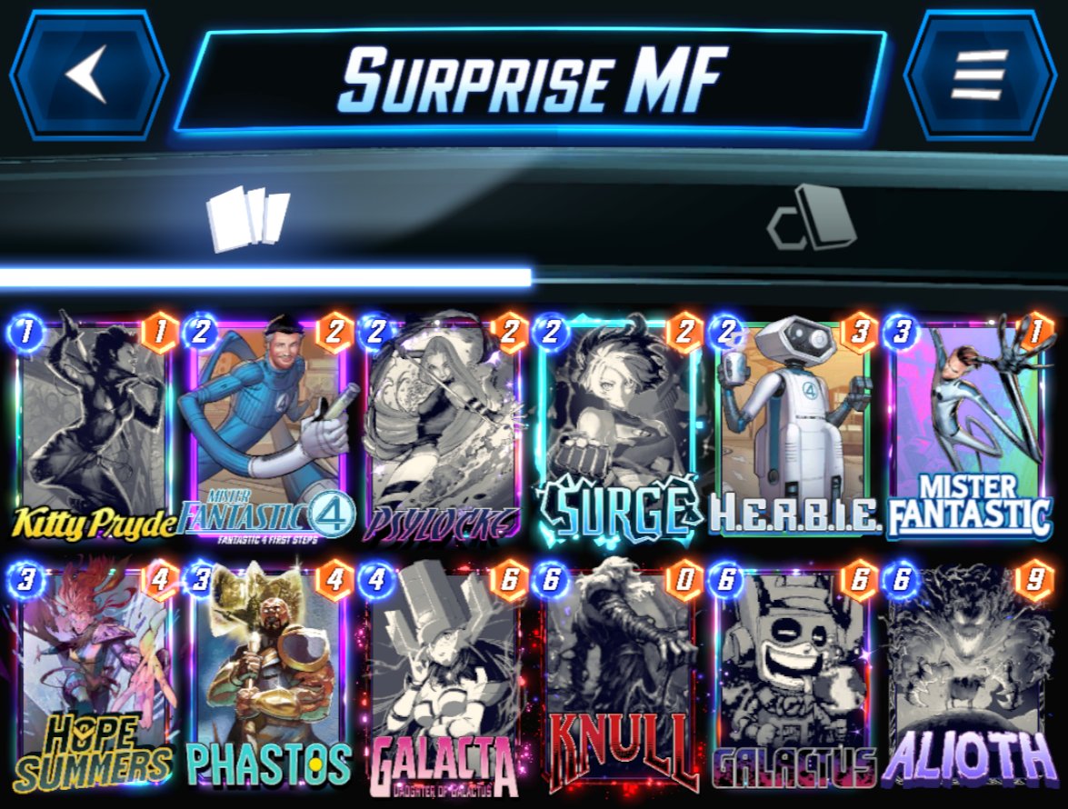 fredpossession's tweet photo. 90-93 Ramp Galactus
900-100 Ramp/Buff Pedro
Funny cards this season 😂
🇲🇽
@SnapDecks
@MARVELSNAP
@TioZoom_ https://t.co/82Eg2zTeQW