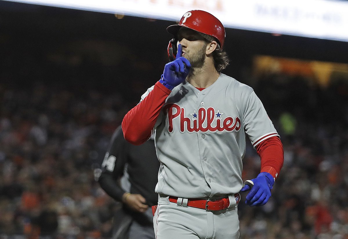 PhilsTailgate's tweet photo. Bryce Harper today:

1st Inning: Strikeout
4th Inning: Home Run
6th Inning: Double
8th Inning: Double https://t.co/TCy5Hv01s0