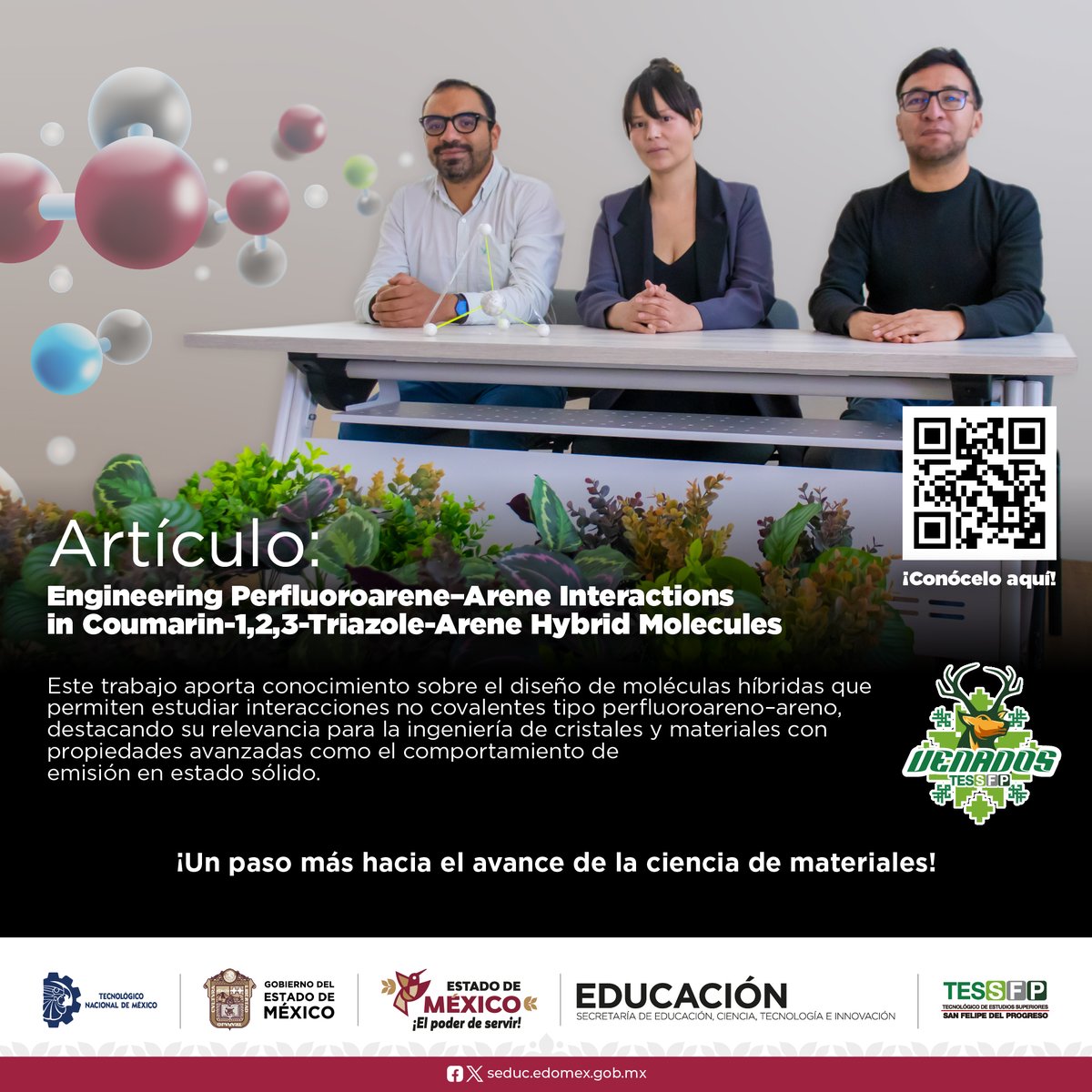 🔬 Investigadores del #TESSFP publican en Journal of Fluorine Chemistry (Elsevier):
 "Engineering Perfluoroarene–Arene Interactions in Coumarin-1,2,3-Triazole-Arene Hybrid Molecules"
Colaboración con el Centro Conjunto UAEM–UNAM.
📲 goo.su/KARJ24 

#CienciaTESSFP