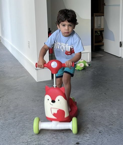 Hadley's tweet image. The last thing my 2-year-old sees before getting absolutely steamrolled by his brother