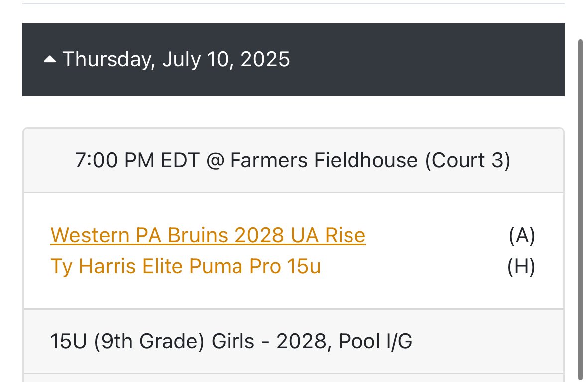 Here is our updated schedule for Hossier Heat