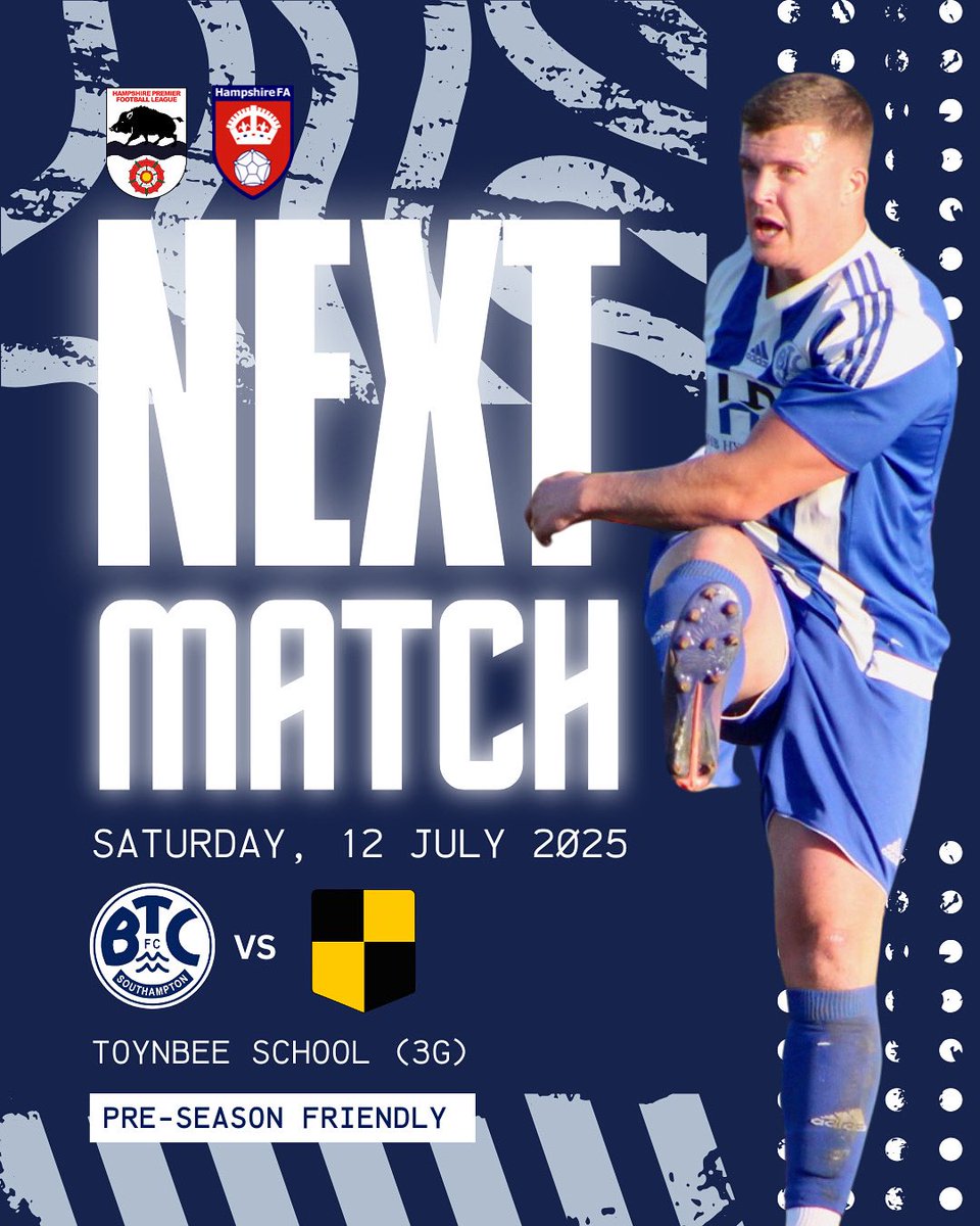 BTC Southampton FC (@btcsotonfc) on Twitter photo ๐ NEXT MATCH
Pre-season continues! After a strong win last weekend, BTC return this Saturday to face <a href="/Michelmersh_T/">Michelmersh & Timsbury</a> ๐ฅ
The lads are building momentum for the season ahead - another test, another step. Letโs keep raising the levels! ๐ตโช
๐ Sat 13 July
โฐ 12:00PM
๐ Toynbee 3G ๐ NEXT MATCH
Pre-season continues! After a strong win last weekend, BTC return this Saturday to face <a href="/Michelmersh_T/">Michelmersh & Timsbury</a> ๐ฅ
The lads are building momentum for the season ahead - another test, another step. Letโs keep raising the levels! ๐ตโช
๐ Sat 13 July
โฐ 12:00PM
๐ Toynbee 3G