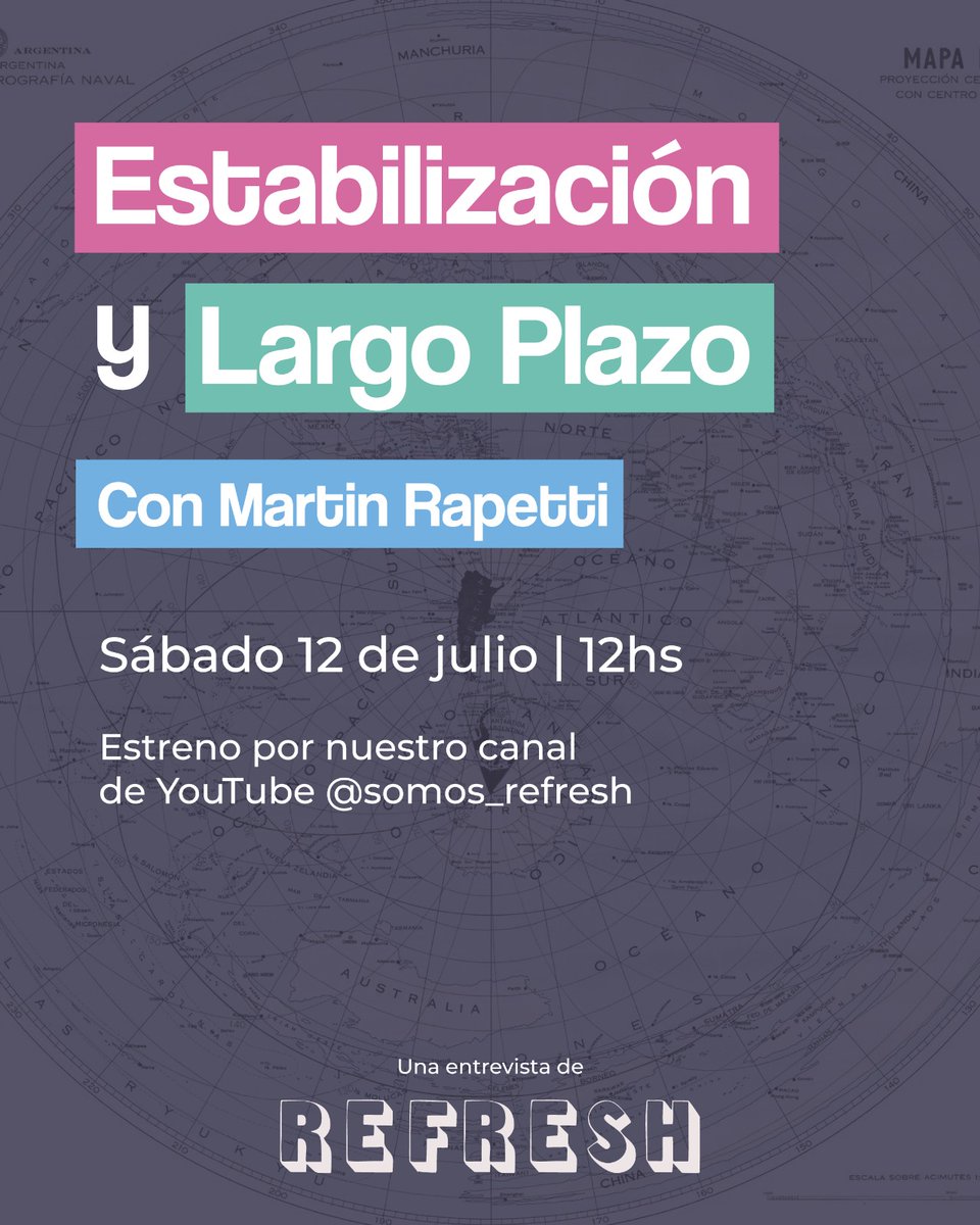 somos_refresh's tweet image. Este sábado 12/7 a las 12hs sale nuestra entrevista con @mgrapetti Director ejecutivo y socio fundador de Equilibra.
Proyectos de estabilización, situación actual de la economía 🇦🇷, qué proyecto sería deseable a largo plazo y más!!
Podés verla por 👇
youtu.be/gnthuOoMeMo