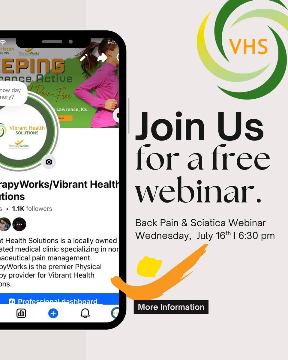TherapyWorksKS's tweet photo. Join us next Wednesday, July 16th at 6:30 pm for a Back Pain &amp; Sciatica Webinar, hosted by Owner/ Founder, Cindy Johnson! ✨ To register and save your seat, click this link! https://t.co/josyWKQeoG https://t.co/ZK80QbjTiv