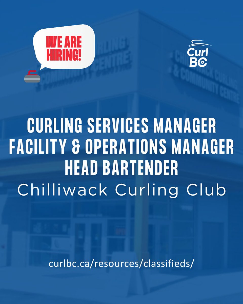 3️⃣ roles available at Chilliwack CC!

Apply now ➡️ curlbc.ca/resources/clas…