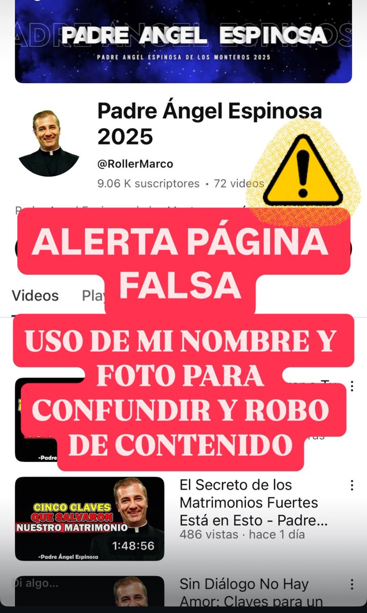LES PEDIMOS NO SEGUIR PÁGINAS DE YOUTUBE FALSAS. AYÚDANOS A DENUNCIAR.