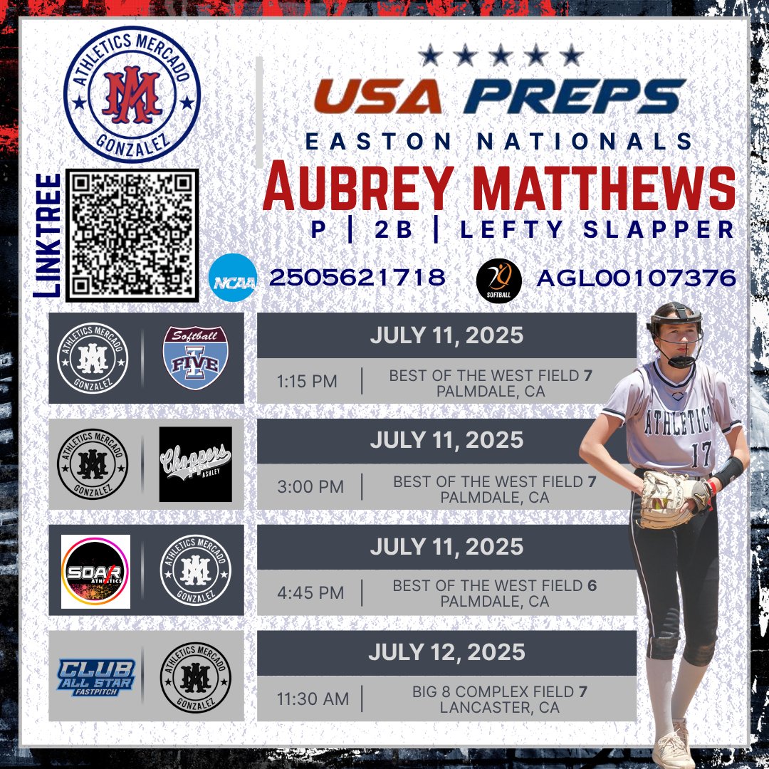 Come check me and the rest of <a href="/AMGonzalez2027/">Athletics Mercado Gonzalez 2027</a> out this weekend at the <a href="/USAPreps/">USA Preps</a> Easton Nationals