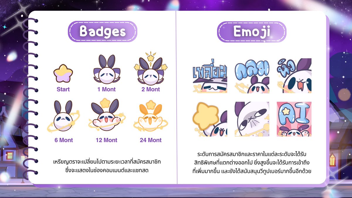 🌟 ฟ้อนดาวมาเล่า : Membership Open🌟

สวัสดีค่า ฟ้อนดาวมีสมาชิกแล้วน้า
ใครสนใจจิ้มตรงนี้ได้เลย : youtube.com/channel/UCdVlr…

ระบบสมาชิกของช่องฟ้อนดาวมาเล่า
1. ละอองดาว : 80 บาท

2. ฝนดาวตก : 250 บาท

ขอบคุณที่เข้ามาเป็นก้อนดาวในจักรวาลของฟ้อนนะคะ 💜