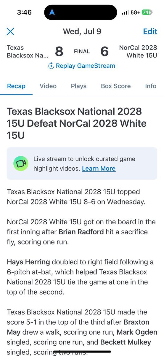 Texas Blacksox National 2028 (@txblacksox2028) on Twitter photo Game 1 down with an 8-6 win over NorCal White. Back in action tomorrow in the New Balance Futures National.
<a href="/ftrstarsseries/">New Balance ๐๐๐๐๐ฟ๐ฒ ๐ฆ๐๐ฎ๐ฟ๐ ๐ฆ๐ฒ๐ฟ๐ถ๐ฒ๐</a> <a href="/AledoBlacksox/">Texas Blacksox fka Aledo Blacksox Baseball Club</a> <a href="/aledobaseball/">Aledo Baseball</a> <a href="/thecoach777/">Mike Evans</a> Game 1 down with an 8-6 win over NorCal White. Back in action tomorrow in the New Balance Futures National.
<a href="/ftrstarsseries/">New Balance ๐๐๐๐๐ฟ๐ฒ ๐ฆ๐๐ฎ๐ฟ๐ ๐ฆ๐ฒ๐ฟ๐ถ๐ฒ๐</a> <a href="/AledoBlacksox/">Texas Blacksox fka Aledo Blacksox Baseball Club</a> <a href="/aledobaseball/">Aledo Baseball</a> <a href="/thecoach777/">Mike Evans</a>