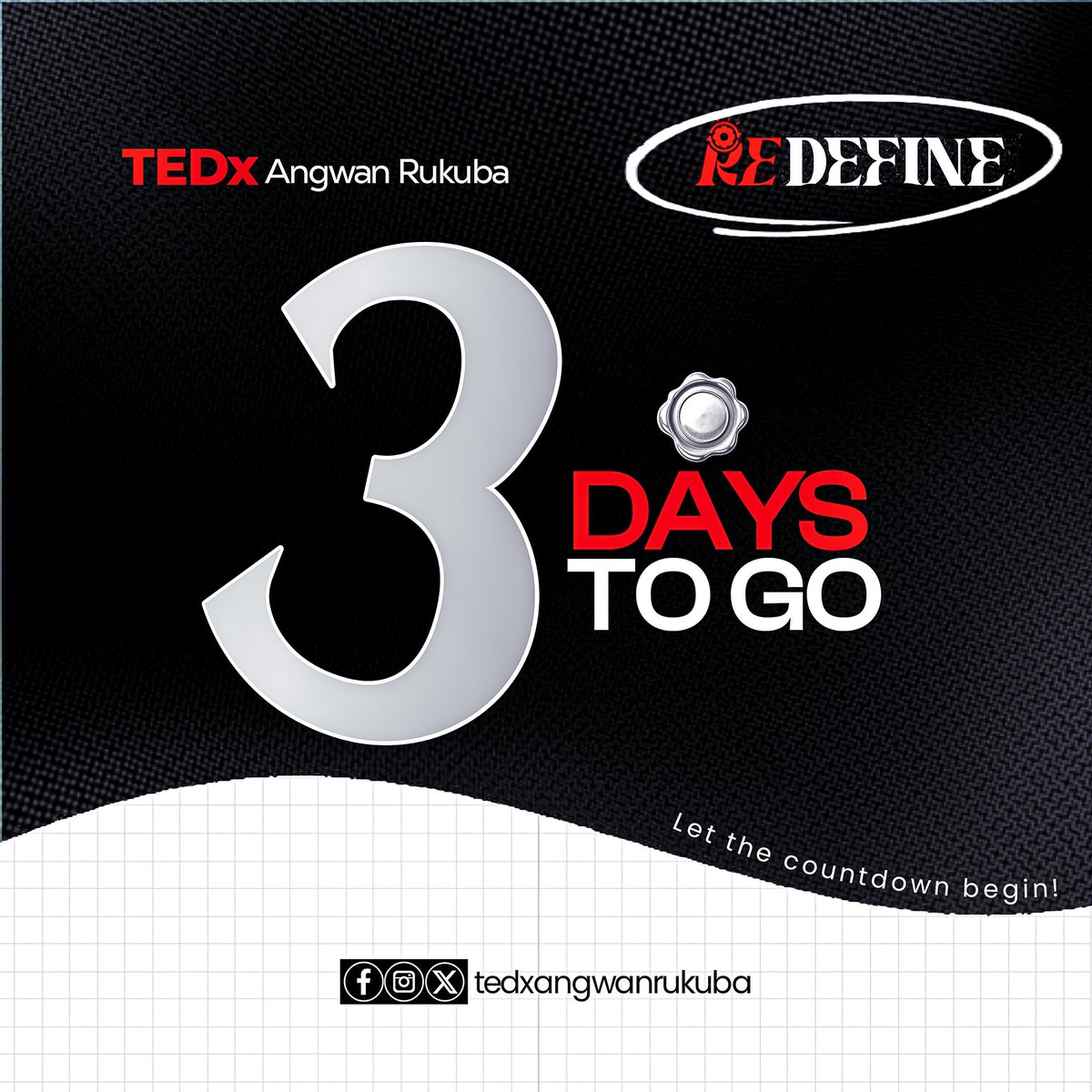 3 days to go! 🚨
Ideas will spark. Stories will shift. Minds will be REDEFINED.
📍 Jos | 🗓️ July 12 | 🎟️ Get your ticket now!
#TEDxAngwanRukuba #REDEFINE2025