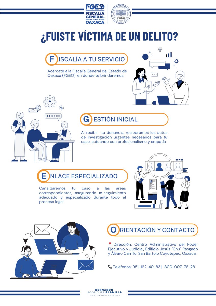 ¿Fuiste víctima de un delito? Puedes acudir a la Fiscalía General del Estado de Oaxaca,  te brindarán una atención.