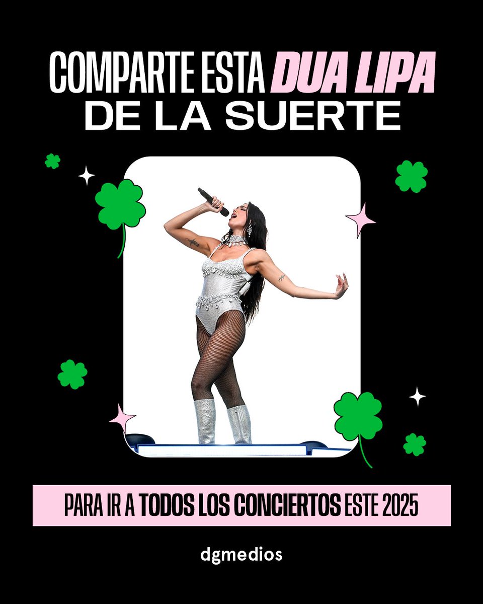 dgmedioschile's tweet image. ¡Comparte esta @DUALIPA de la suerte para ser el hada de los conciertos este 2025! 💋✨
Nos vemos este 11 y 12 de noviembre en Estadio Nacional 💘
🎟️ Entradas en ticketmaster.cl/event/dua-lipa…