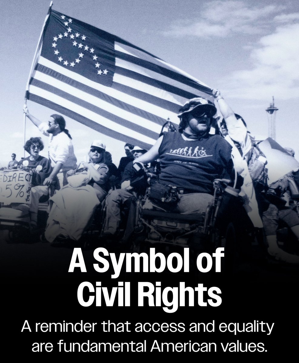 ability360's tweet image. The ADA Flag symbolizes both national pride and the fight for civil rights, serving as a reminder that access and equality are fundamental American values. #DisabilityPride #ADA