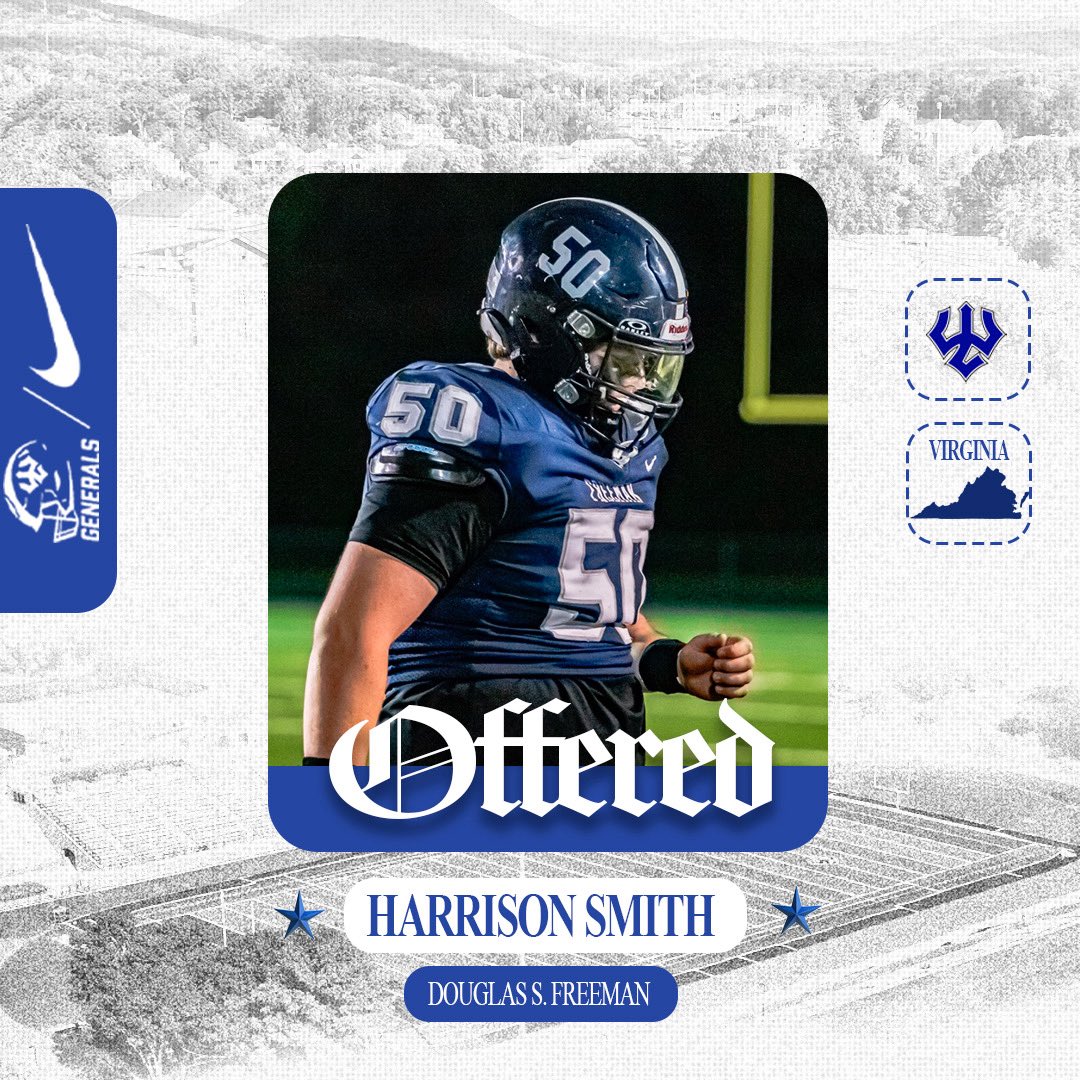Harrison Smith (@harrisonsmith2) on Twitter photo After a conversation with <a href="/coach_rapoza/">Coach Rapoza</a>, I’m extremely blessed to say I’ve received my sixth offer from Washington and Lee University. <a href="/coachlerose/">Coach Lerose</a> <a href="/DSFfootball/">Douglas Freeman Football</a> <a href="/DSFstrength/">DSFstrength</a> <a href="/Coach_Simonds/">Coach Simonds</a> After a conversation with <a href="/coach_rapoza/">Coach Rapoza</a>, I’m extremely blessed to say I’ve received my sixth offer from Washington and Lee University. <a href="/coachlerose/">Coach Lerose</a> <a href="/DSFfootball/">Douglas Freeman Football</a> <a href="/DSFstrength/">DSFstrength</a> <a href="/Coach_Simonds/">Coach Simonds</a>