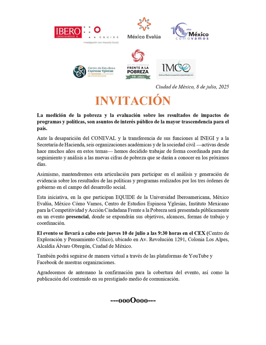 📣🚨Ante la desaparición del CONEVAL y la transferencia de sus funciones al INEGI y a la Secretaría de Hacienda, seis organizaciones académicas y la sociedad civil hemos decidido trabajar de forma coordinada para dar seguimiento y análisis a las nuevas cifras de pobreza que se