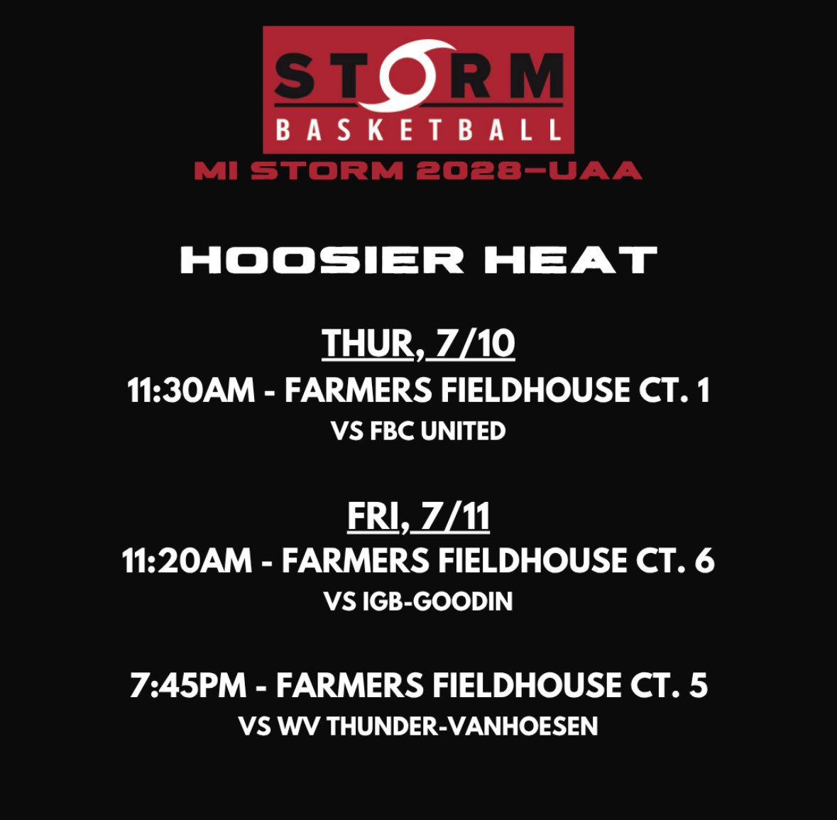 Schedule change for friday this weekend!