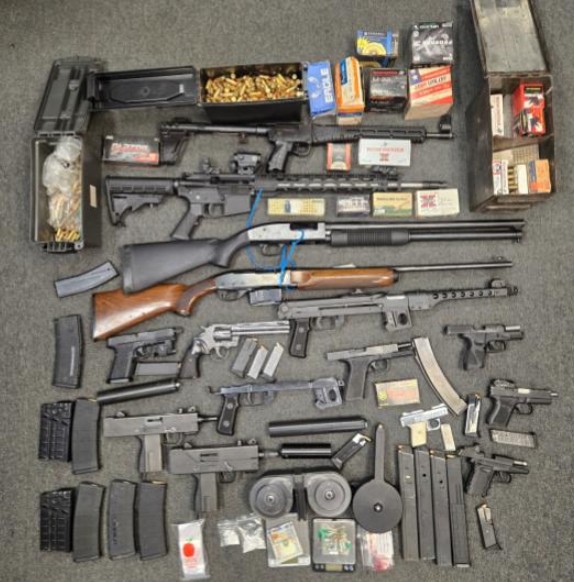 FBI agents working with Los Angeles County Sheriffs deputies seized multiple weapons today in a gang related investigation, which is ongoing. @lasdhq